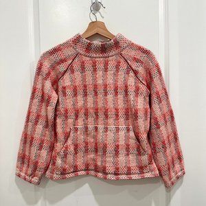 Anthropologie Field Flower Pink & Red Plaid Pullover Sweater Size Small